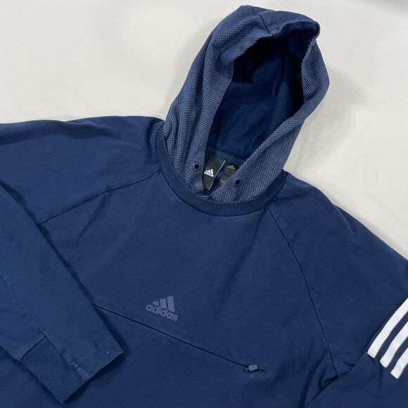 Adidas Men's‎ Small Sport to Street Pullover Hoodie Front Zipper Pocket Blue - Picture 1 of 11